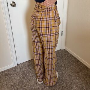 Adorable plaid pattered trousers. Fun colors and soft lining. Size 0.
